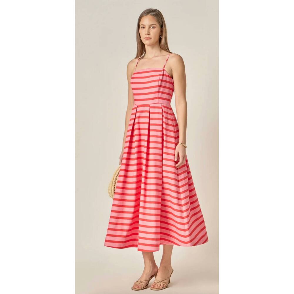 NEW ENGLISH FACTORY pretty in stripes dress in red - Picture 4 of 4